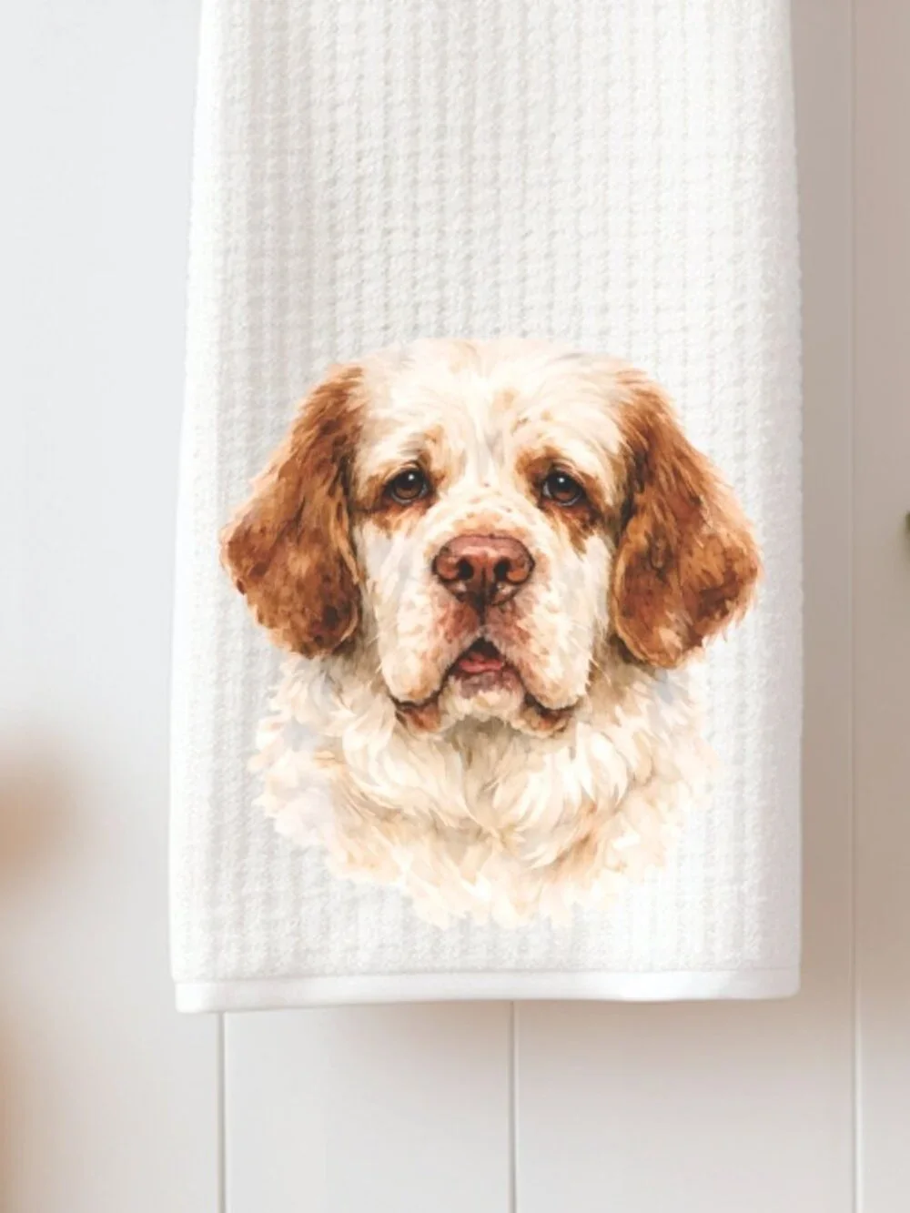 Clumber Spaniel Dog Waffle Weave Decorative Kitchen Tea Towel